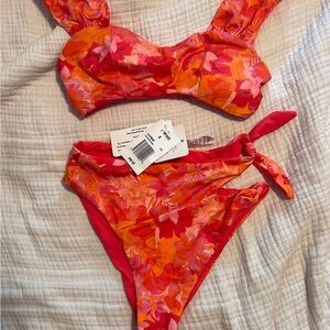 L*Space Floral Bikini in Red and Orange